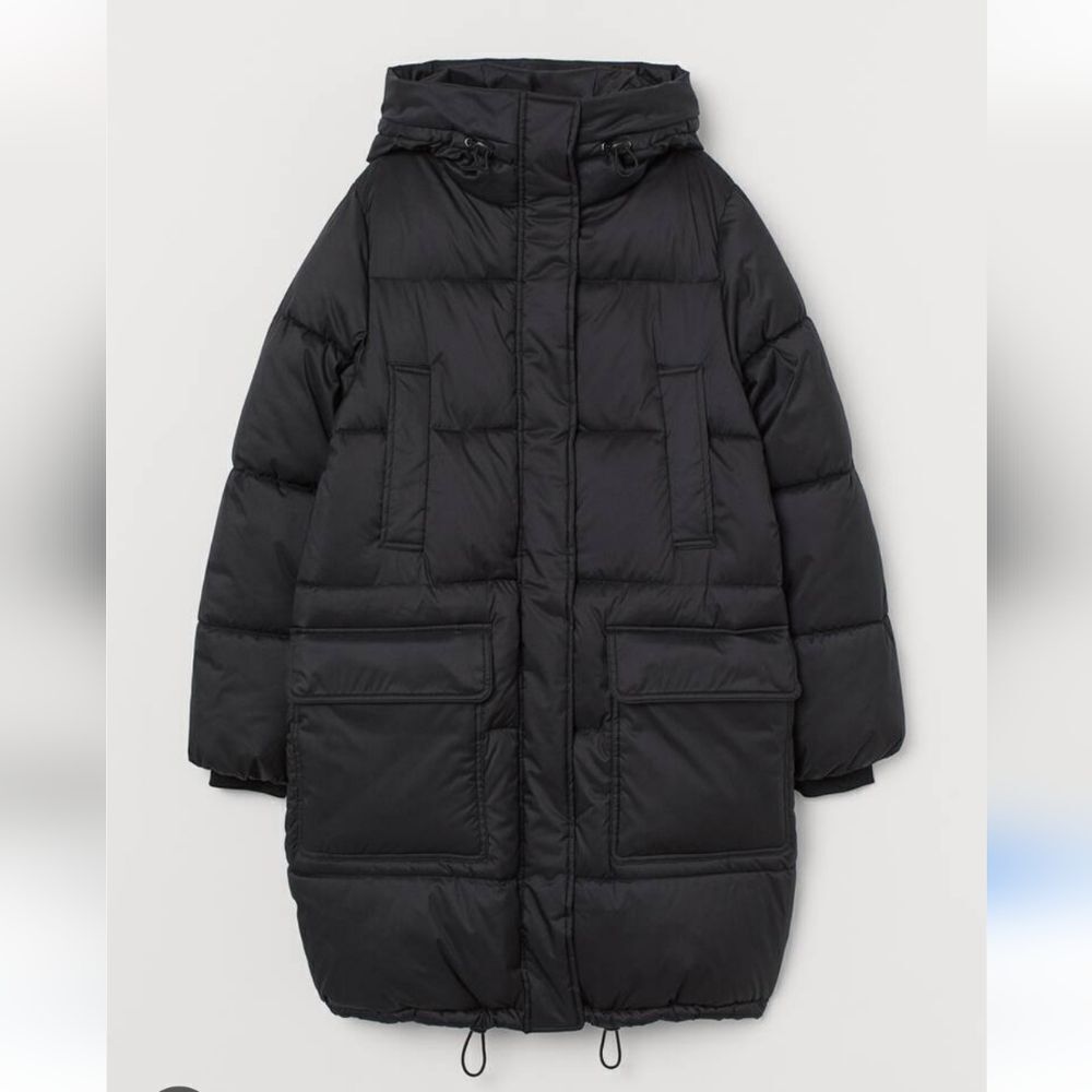 Hooded Padded  Black Jacket,M